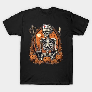 Skeleton nurse, registered nurse halloween design T-Shirt